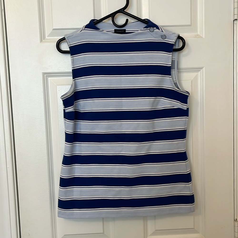 Talbots Blue Striped Sleeveless Top, Women’s Medium